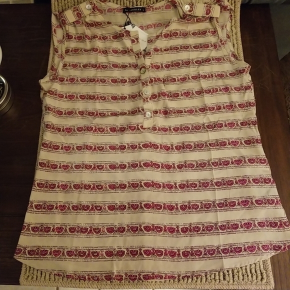by Langley Tops - by Langley McKinney sleeveless silk Henley
